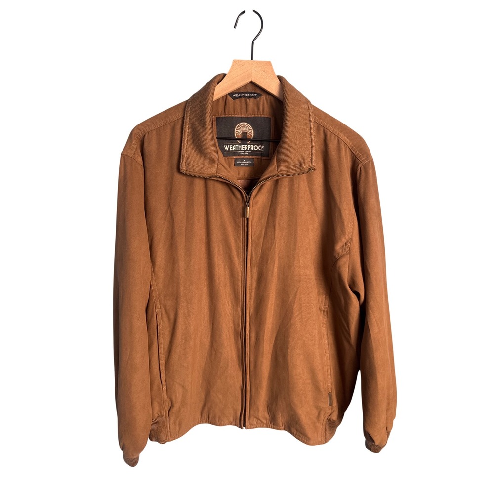 Weatherproof Brown Microfiber Bomber Jacket Vintage Aesthetic Grandpacore M